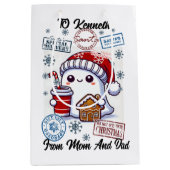 Feestelijke Santa Sack met vakantie Stickers Medium Cadeauzakje (Voorkant)