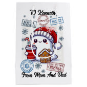Feestelijke Santa Sack met vakantie Stickers Medium Cadeauzakje (Achterkant)