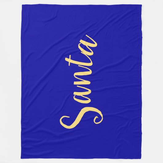 Feestelijke "Santa" Script Deep Royal Blue Achterg Fleece Deken (Voorkant)