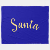 Feestelijke "Santa" Script Deep Royal Blue Achterg Fleece Deken (Voorkant (Horizontaal))