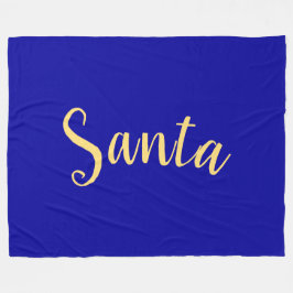 Feestelijke "Santa" Script Deep Royal Blue Achterg Fleece Deken