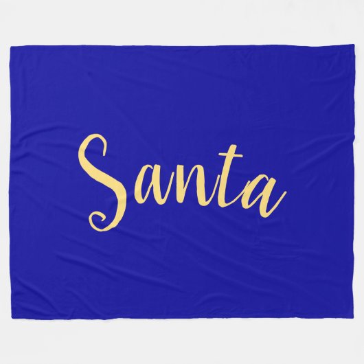 Feestelijke "Santa" Script Deep Royal Blue Achterg Fleece Deken (Voorkant (Horizontaal))