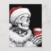 Feestelijke Santa Skeleton met een warme chocolade Briefkaart (Voorkant)
