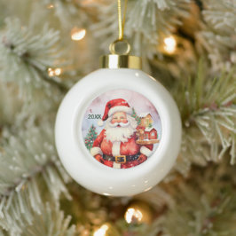 Feestelijke Santa toevoegen Jaar Keramische Bal Ornament