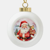 Feestelijke Santa toevoegen Jaar Keramische Bal Ornament (Voorkant)