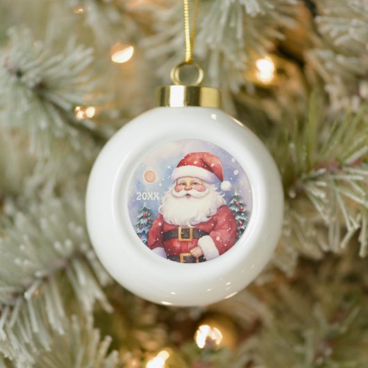 Feestelijke Santa toevoegen Jaar Keramische Bal Ornament (Boom)
