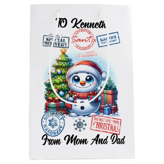 Feestelijke Santa Vakantie Decoraties Medium Cadeauzakje (Voorkant)