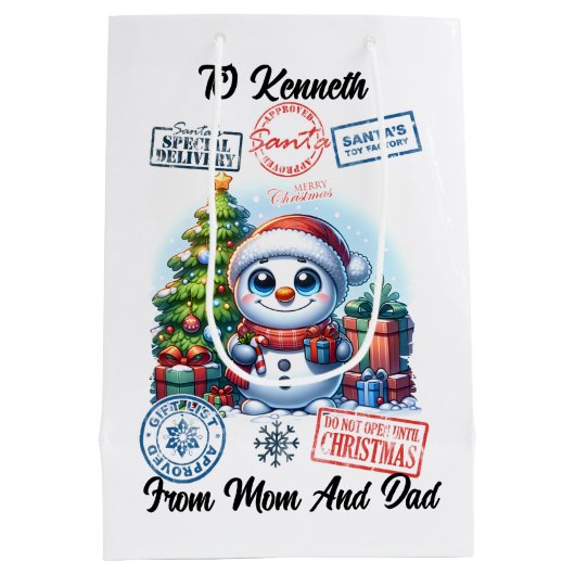 Feestelijke Santa Vakantie Decoraties Medium Cadeauzakje (Achterkant)