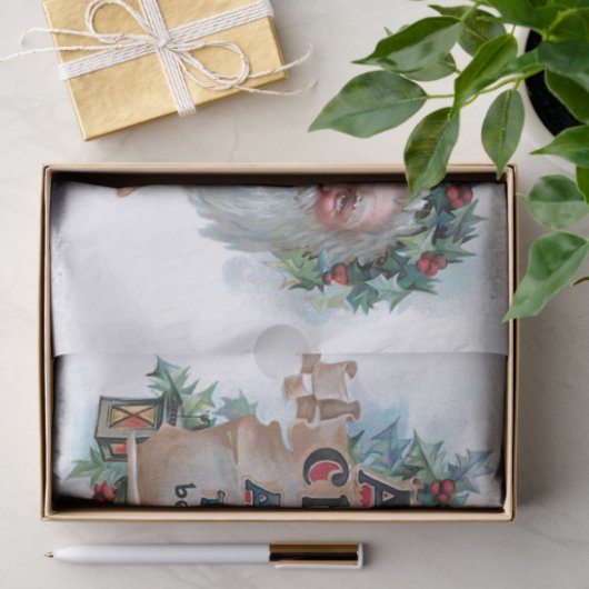 Feestelijke  Santa & Vrolijke Kerstgroet Tissuepapier (Geschenk)