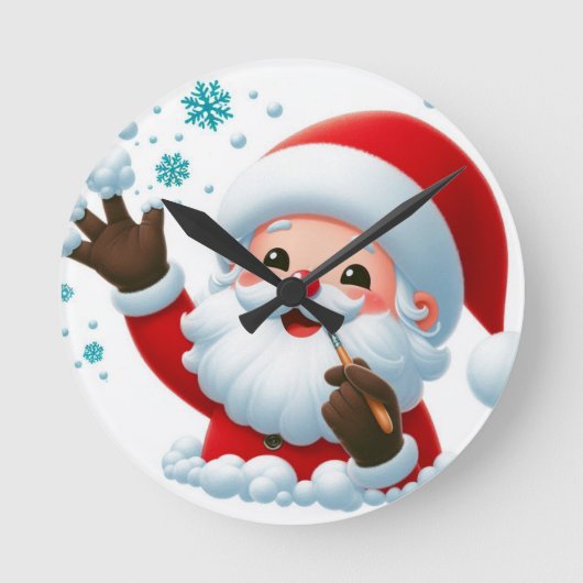 Feestelijke Santa Wall Clock Ronde Klok (Voorkant)