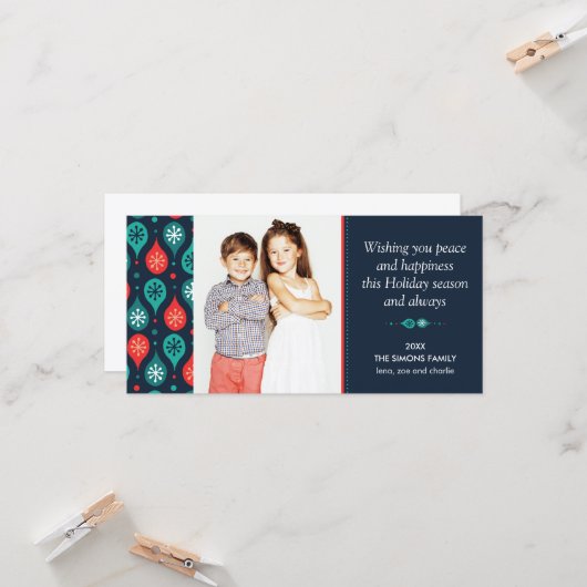 Feestelijke Scandinavische volks kunst vakantiefot Kaart (Voorkant / Achterkant in situ)