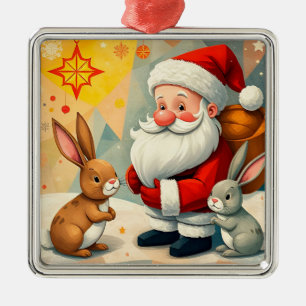 Feestelijke scène van kerstman met aandoenlijke ko metalen ornament