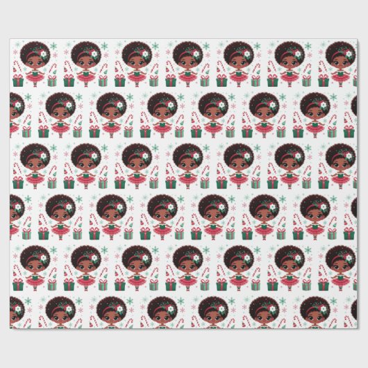 Feestelijke Schattige Afro-Amerikaanse ballerina k Cadeaupapier (Vlak)