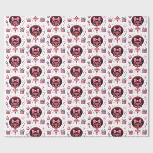 Feestelijke Schattige Afro-Amerikaanse ballerina k Cadeaupapier (Vlak)