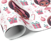 Feestelijke Schattige Afro-Amerikaanse ballerina k Cadeaupapier (Rol Hoek)