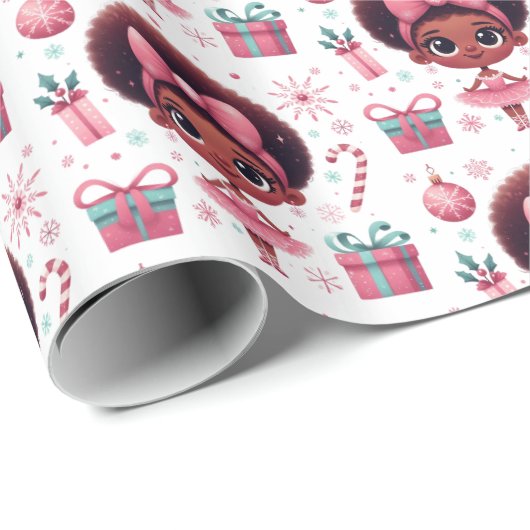 Feestelijke Schattige Afro-Amerikaanse ballerina k Cadeaupapier (Rol Hoek)