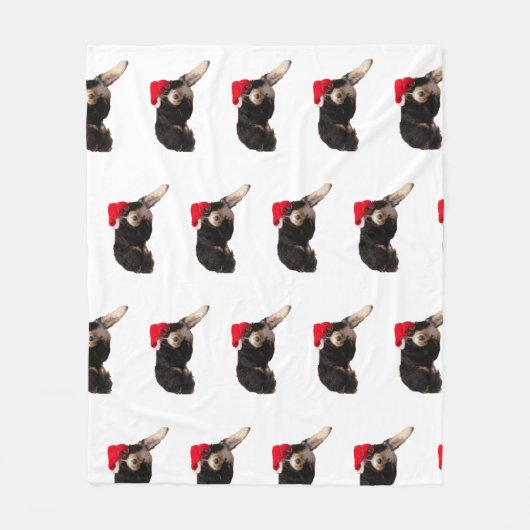 Feestelijke & schattige bernedoodle met een kerstm fleece deken (Voorkant)