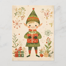 Feestelijke schattige Gnome Kerstgroet Briefkaart