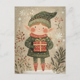Feestelijke schattige Gnome Kerstgroet Briefkaart