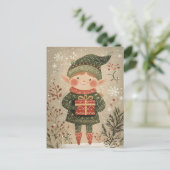 Feestelijke schattige Gnome Kerstgroet Briefkaart (Staand voorkant)