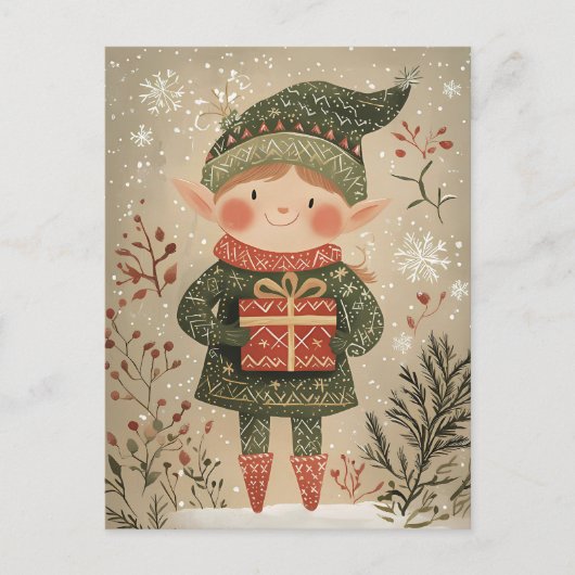 Feestelijke schattige Gnome Kerstgroet Briefkaart (Voorkant)