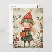 Feestelijke schattige Gnome Kerstgroet Briefkaart (Voorkant / Achterkant)