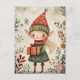 Feestelijke schattige Gnome Kerstgroet Briefkaart
