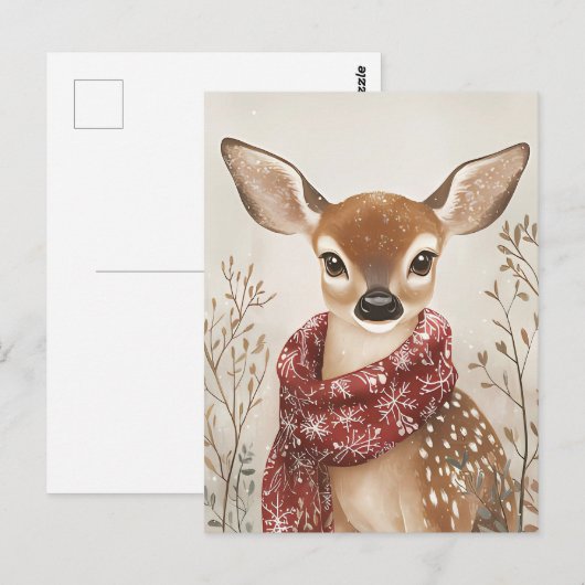 Feestelijke schattige herten kerstgroet briefkaart (Voorkant / Achterkant)