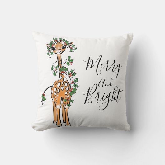 Feestelijke schattige kerstgiraf rode groene sling kussen (Voorkant)