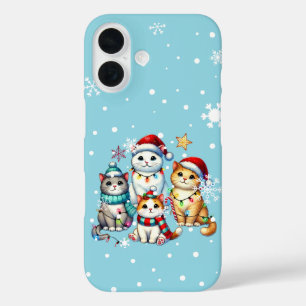 Feestelijke schattige Kerstkatten Vakantie iPhone 16 Hoesje