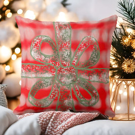 Feestelijke schattige plaid rood wit grijs salie g kussen