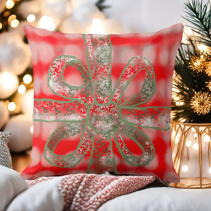 Feestelijke schattige plaid rood wit grijs salie g kussen