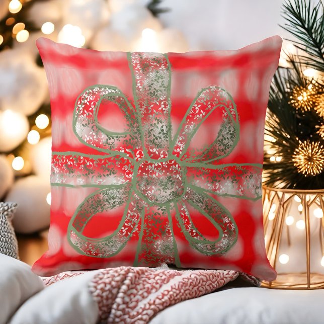 Feestelijke schattige plaid rood wit grijs salie g kussen (Creator heeft geüpload)