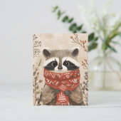 Feestelijke schattige Racoon Kerstgroet Briefkaart (Staand voorkant)
