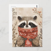 Feestelijke schattige Racoon Kerstgroet Briefkaart (Voorkant / Achterkant)