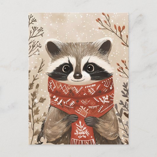 Feestelijke schattige Racoon Kerstgroet Briefkaart (Voorkant)