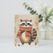 Feestelijke schattige Racoon Kerstgroet Briefkaart (Staand voorkant)