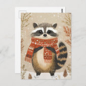 Feestelijke schattige Racoon Kerstgroet Briefkaart (Voorkant / Achterkant)