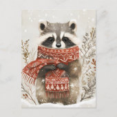 Feestelijke schattige Racoon Kerstgroet Briefkaart (Voorkant)