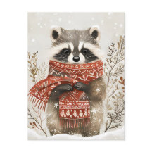 Feestelijke schattige Racoon Kerstgroet