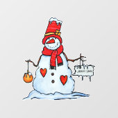 Feestelijke schattige sneeuwman raamsticker (Vel)