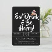 Feestelijke Schattigee Drinken Party Eet Drink & W Kaart (Staand voorkant)