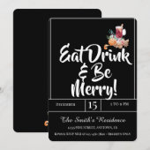 Feestelijke Schattigee Drinken Party Eet Drink & W Kaart (Voorkant / Achterkant)