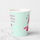 Feestelijke Schattigee Gnome Pink en Mint Green Ch Papieren Bekers (Links)
