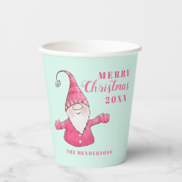 Feestelijke Schattigee Gnome Pink en Mint Green Ch Papieren Bekers
