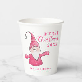 Feestelijke Schattigee Gnome White en Pink Christm Papieren Bekers