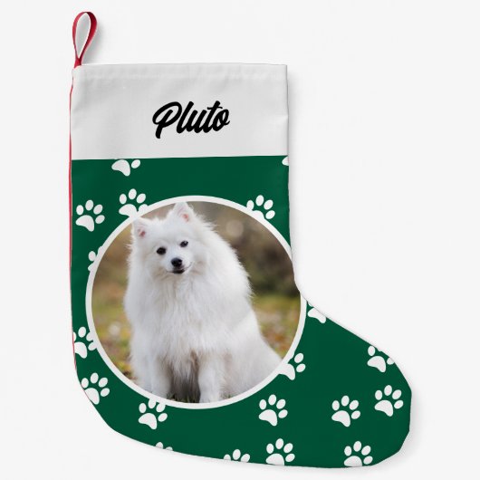 Feestelijke Schattigee Hond Pet Foto Kleine Kerstsok (Voorkant)