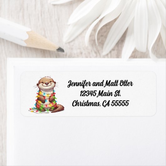 Feestelijke Schattigee kerst otter gewikkeld in Li Etiket (Insitu)