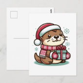 Feestelijke Schattigee Kerst Otter verpakt in sjaa Briefkaart (Voorkant / Achterkant)
