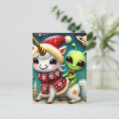 Feestelijke Schattigee kerstalien en eenhoorn Briefkaart (Staand voorkant)